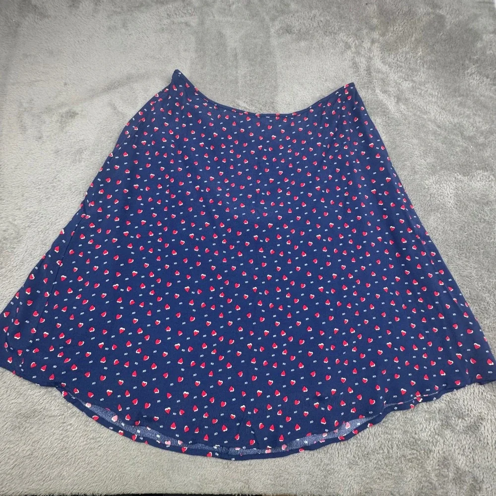 Talbots A-Line Skirt Women 14 Navy Heart XO Print Excellent Valentine Romantic